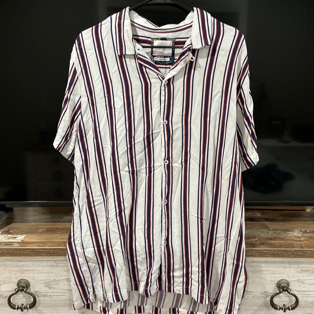 Red, White, and Blue button up shirt!